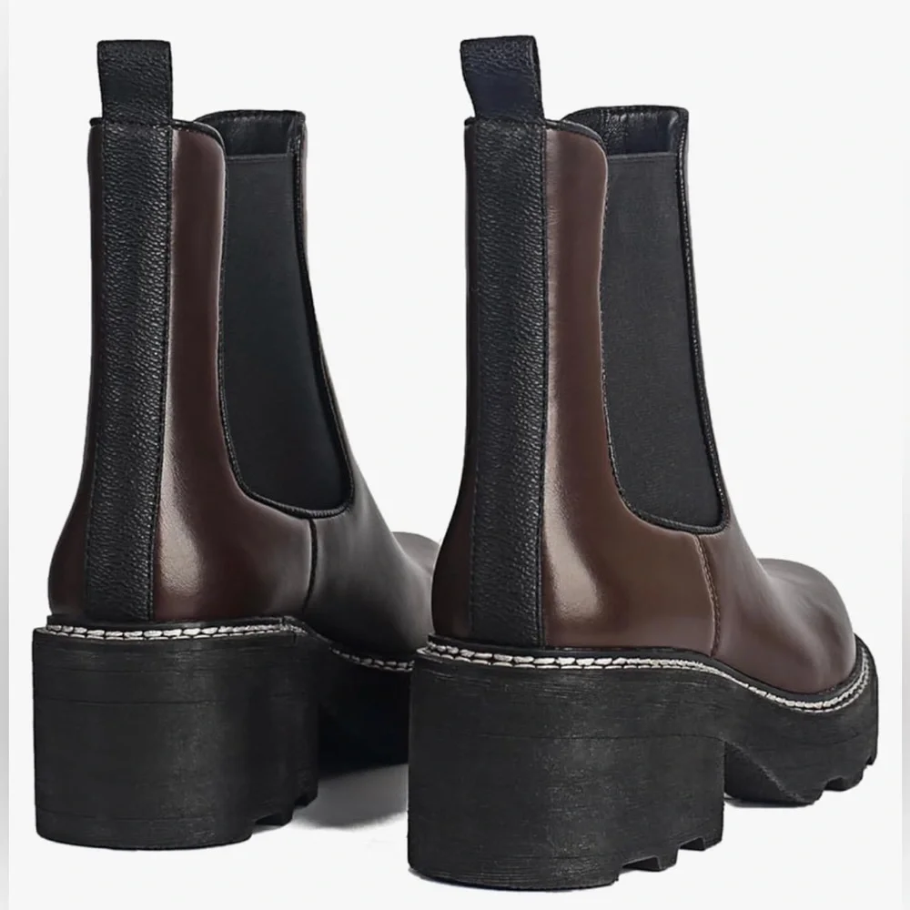NEW - Women's Platform Chelsea Boots Chunky Heel‎ Slip On Elastic